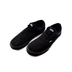 Van's Women's Low Top Lace Up Black Logo Canvas Skate Sneakers Size 6